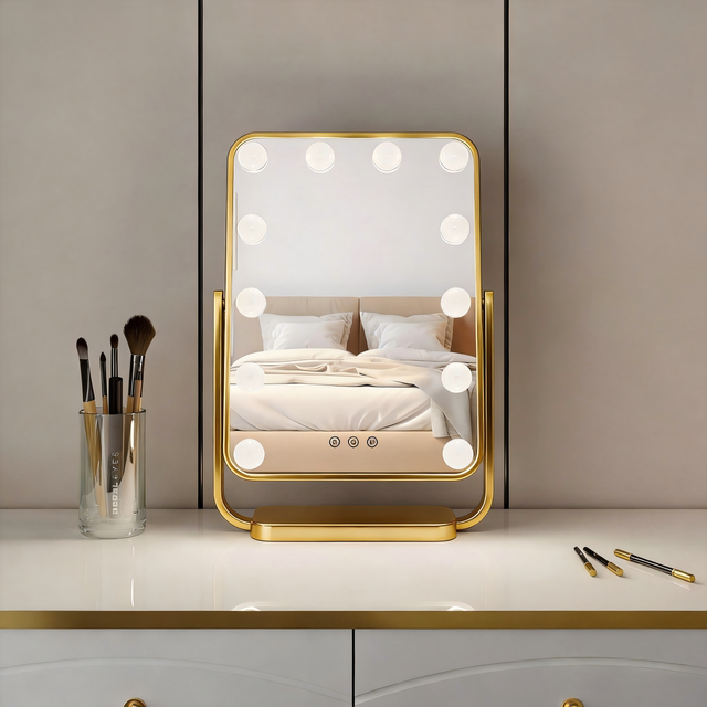 Infinite Dimming 3 Lighting Modes Smart Desktop/Tabletop 12 Dimmable LED Bulbs Metal Makeup Vanity Mirror with LED Lights