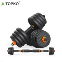 Ensemble d'haltères multifonction TOPKO 6 en 1, 40 kg, réglable, barre multifonction, kettlebell pour la musculation à domicile