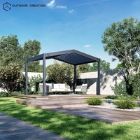 Pergola bioclimatique de jardin en aluminium électrique au design moderne, finition thermolaquée, couleurs personnalisables, motorisée