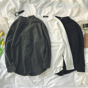 Camicia Casual <span class=keywords><strong>da</strong></span> <span class=keywords><strong>Uomo</strong></span> a Maniche Lunghe in <span class=keywords><strong>Lino</strong></span>/Cotone Tinta Unita Semplice per Primavera e Autunno - Product Image 1