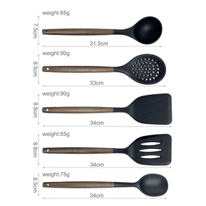 厨房配件 不粘耐热 5 件套硅胶炊具套装 带木柄 - Product Image 6