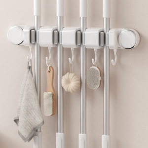 Suction Cup Mop Clip Wall Mounted Hook Strong Hold Traceless Bathroom Household Cleaning Tool Pet Material Durable - Product Image 3