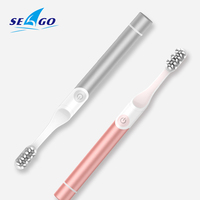 Brosse à dents électrique sonique pour adultes OEM avec étui de voyage et support de miroir, élégante, minuterie, manche en métal - Métalochrome