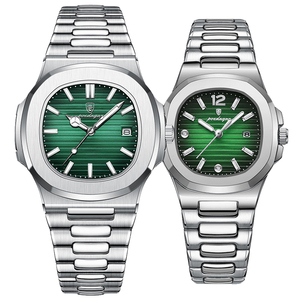 Relojes <span class=keywords><strong>de</strong></span> Pareja POEDAGAR 613 / 789 / 708 Plateados, Azules y Verdes, Reloj <span class=keywords><strong>de</strong></span> Cuarzo <span class=keywords><strong>de</strong></span> Acero Inoxidable para Mujer y Hombre, Reloj para Hombre para Enamorados - Product Image 1