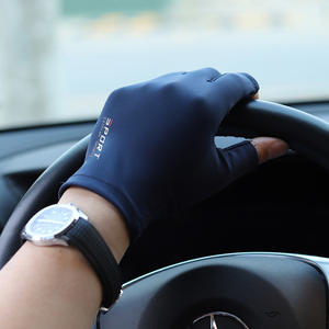 Guantes de pesca Ice Silk unisex, guantes de ciclismo finos antideslizantes con protección solar de medio dedo, color negro, gris y azul - Product Image 5