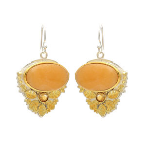 ต่างหูควอตซ์สีเหลืองและซิทรินสีเงิน925คู่ดีไซน์ทันสมัยที่สุด - Product Image 1