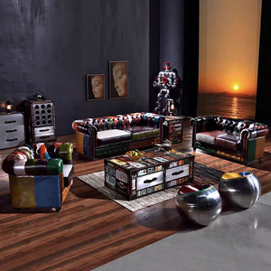 Divano di Lusso Vintage Industriale Retrò Stile Aviatore per Bar Sigari, Pub, Club, Studio, Concessionaria Auto, Lounge, Arredamento Speakeasy - Product Image 2