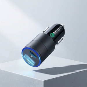 <span class=keywords><strong>Chargeur</strong></span> de voiture portable mini PD QC3.0 avec lumière ambiante bleue, prise de charge rapide pour iPhone, Samsung, smartphones Android - Product Image 1