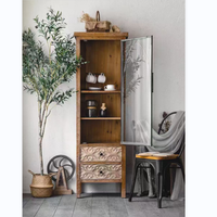Buffets d'armoires en bois de ferme avec portes en miroir Armoires de rangement pour console Armoires de buffet