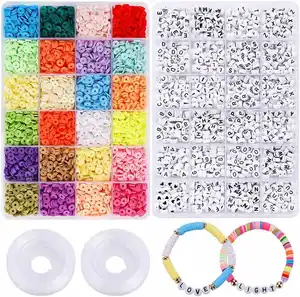 7200pcs Heishi Beads Set 6mm 20 Colors Flat Round Colorful Charms Polymer Clay Beads Kit For DIY Jewelry Making