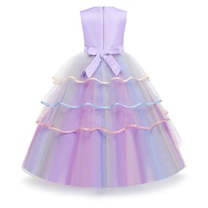 MS Birthday Party Gift <b>Girls</b> Princess <b>Dress</b> Ruffled Tulle Design <b>Girl's</b> Rainbow <b>Unicorn</b> Costume - Product Image 2
