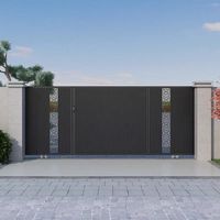 Puerta China Retráctil Anticolisión de Aleación de Aluminio para Patio de Villa, de Doble Apertura, Plegable Múltiple, Automática y sin Rieles