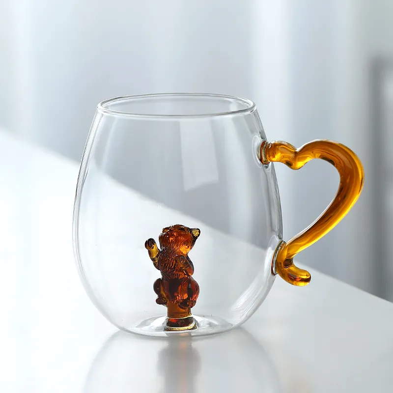 Usine OEM 3D Art Design 400ml Animal Verre Bonhomme de neige Arbre de Noël Tasse en verre