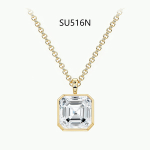 Collar con Colgante de Moissanita en Plata de Ley S925, Engaste de Bisel, 1CT 2CT 3CT, Chapado en Oro de 18K, Joyería Minimalista, Cadena para Clavícula - Product Image 4