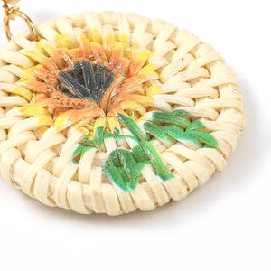 ต่างหูหวายสานมือดอกทานตะวันเครื่องประดับแนวโบโฮวินเทจของขวัญมีสไตล์น้ำหนักเบาสำหรับผู้หญิง - Product Image 2