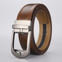 Sabuk Kulit Sapi Asli Pria Model Split dengan Logo Custom, Buckle Otomatis Alloy, Panjang 115-130cm, Laris Manis