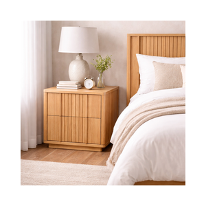 คอลเลกชัน LINEAR RANGE เฟอร์นิเจอร์ห้องนอนดีไซน์ทันสมัย รักษาสิ่งแวดล้อม ทนทาน โต๊ะข้างเตียงคุณภาพดีที่สุด โต๊ะหัวเตียงไม้ - Product Image 1