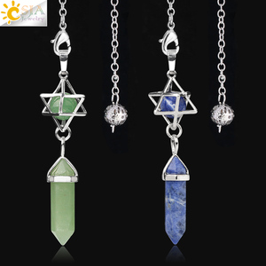 CSJA-péndulo <span class=keywords><strong>hexagonal</strong></span> de cristal merkaba, piedra natural curativa para espiga, adivinación, energía, joyería, G517 - Product Image 4