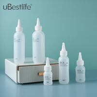 Emballages cosmétiques écologiques en PE, flacons à presser, flacons en plastique pour huile capillaire, flacons applicateurs rechargeables avec bouchon à vis.