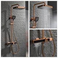 Ensemble de douche en or rose brossé, style européen, robinet de douche tout en cuivre, salle de bain à domicile, douche à effet pluie dorée de luxe