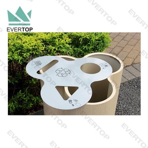 SD-53 재활용 휴지통 3칸 쓰레기통 3칸 분리수거함 나무 무늬 야외용 재활용 휴지통 3 스트림 - Product Image 3