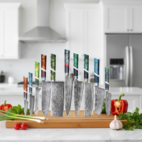 Coffret de 10 couteaux de cuisine professionnels japonais KEENHOPE en acier Damas, 67 couches, cœur VG10, couteau de chef, manche octogonal en résine maillée