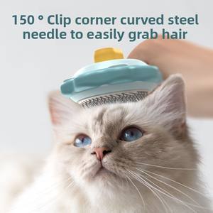 Venta al por mayor de Peine de aguja de autolimpieza depiladora de plástico para el cuidado de mascotas para gatos y perros elimina los nudos flotantes del pelo suministros para mascotas - Product Image 4
