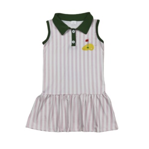 Robe d'été sans manches à imprimé floral et col rond pour petites filles, style décontracté, broderie golf RTS, vente en gros de vêtements pour enfants ODM - Product Image 1