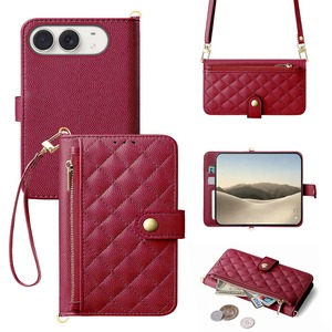 Funda de piel sintética acolchada con cremallera, correa cruzada, ranura para tarjetas y bolsillo para efectivo para teléfono plegable - Product Image 5