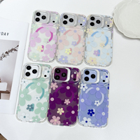 Nouvelle coque rigide magnétique anti-chute avec support d'appareil photo en strass et motif floral pour iPhone 18 Pro Max 17 Pro Max, anti-jaunissement, anti-traces de doigts