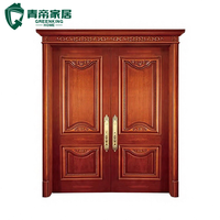 Puerta Doble de Madera Sólida de Lujo Personalizable, Tallada a Mano, para Entrada Principal de Villa, Estilo Clásico Europeo de Palacio