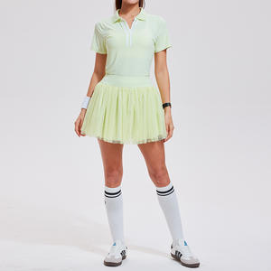 Benutzer definiertes Logo Damen Color Blocking Kurzarm Polo Kragen Falten Falten rock Golf Tennis Wear Set für den Sommer - Product Image 2