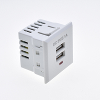Stopkontak Dinding Industri Tembaga USB Ganda dengan Lampu Indikator Merah CE untuk Stopkontak Listrik 2.1A Hitam