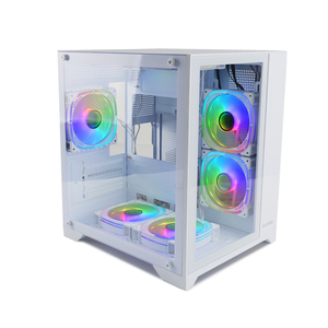 MANMU OEM Blanco Gamer Desktop <span class=keywords><strong>Computer</strong></span> Case Matx PC Case Aleación de aluminio Vidrio templado Torre media para Mac PC ATX Systems Stock - Product Image 2