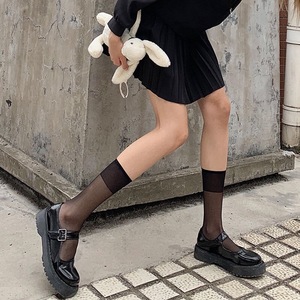 Women's Mid-Calf <b>Socks</b> Solid Color Cotton Thin White <b>Black</b> JK Style Youth Wear - Product Image 3