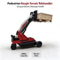 Chariot télescopique compact tout-terrain pour piétons, chariot élévateur télescopique électrique de 600 kg, équipement de levage de matériaux pour entrepôt hors route