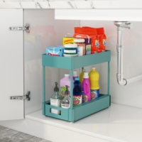 Tiroir pliable à 2 couches multifonctionnel à faible quantité minimale de commande organisateur de salle de bain de cuisine organisateur de bureau étagère à épices sous l'évier organisateur