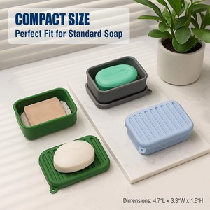 Support à savon de <span class=keywords><strong>voyage</strong></span> en silicone, boîte à savon étanche, conteneur à savon portable et imperméable avec tapis de drainage pour extérieur, salle de sport, salle de bain - Product Image 3