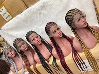 Grosir Wig Gimbal Sintetik Pendek Gaya Rambut Kepang Afrika Wig Gimbal Sintetis untuk Wanita