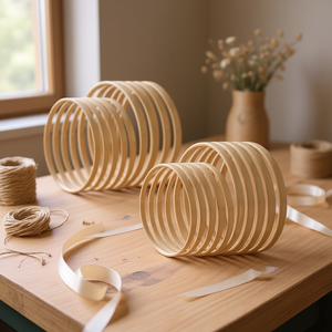 Juego de 20 coronas de bambú estilo Berlín, artesanía de bambú natural para decoraciones de boda DIY - Product Image 2