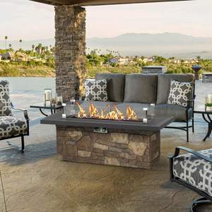 Table de feu avec kit de conversion au gaz naturel, table de foyer au gaz, foyer extérieur avec <span class=keywords><strong>pare</strong></span>-vent en verre - Product Image 6