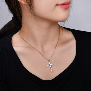 Collier pendentif croix en argent sterling 925 avec zircon, cadeau de bijoux religieux pour femmes - Product Image 2
