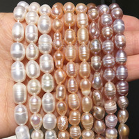 Perles de riz d'eau douce de culture naturelle Perles en vrac pour la fabrication de bijoux à bricoler soi-même 3 ~ 12mm, longueur 13 pouces