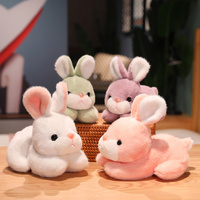 Lapin de pâques en peluche réaliste de 20cm, jouet doux de haute qualité, lapin couché à plat sur le ventre, Animal en peluche
