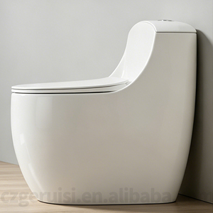 WC monobloc autoportant au design contemporain, bleu électroplaqué, en céramique, avec chasse d'eau à siphon - Product Image 5