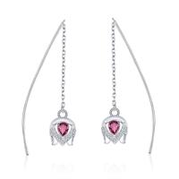 SCE504 Beste schmuck Indischen stil rot edelstein mit sterling silber kette ohrringe tulpe blume geformt zirkon cz stein