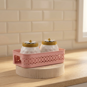 Juego de Recipientes para Especias con Tapas de Madera, Diseño Floral, Herméticos, para Almacenamiento de Alimentos, con Bandeja Rosa Hecha a Mano - Product Image 5