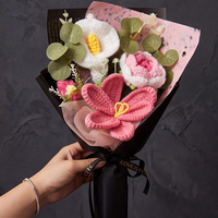 Bouquet de fleurs au crochet fait main en fil tricoté, Calla Lily Rose, fleurs artificielles, décoration de mariage, décoration de la maison, cadeau pour la Saint-Valentin, la fête des mères