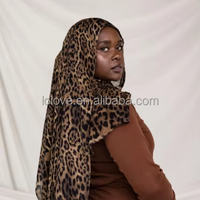 Écharpe Hijab en Voile de Viscose et Rayonne de Haute Qualité Logo Personnalisé Imprimé Floral Léopard Plissé Long Châle Ethnique Modal Musulman Excellent