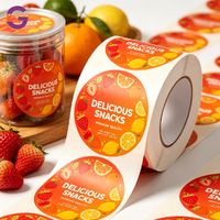 Autocollants personnalisés pour logo de marque commerciale, étiquettes adhésives pour bocaux de fruits et aliments, étiquettes rondes en vinyle imperméable imprimées sur papier, en rouleau pour emballage
